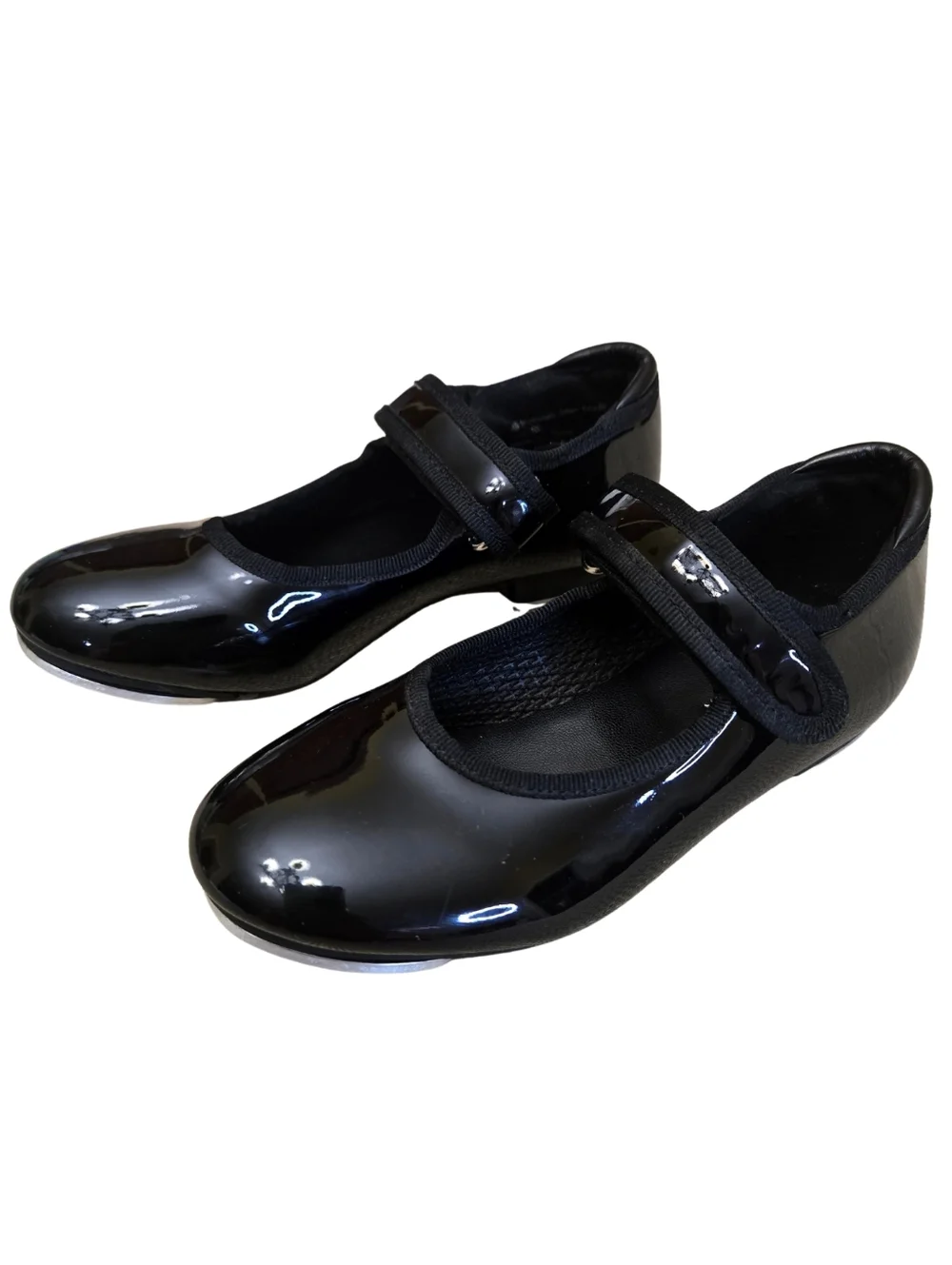 Danskin Girls Black Patent Mary Jane Tap/Dance With Loop & Hook Closure Size 10